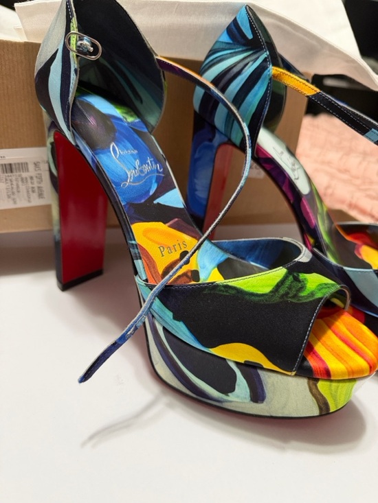 Christian Louboutin Shoes - Christian Louboutin Multicolor Floral Platform Heels with Red Sole